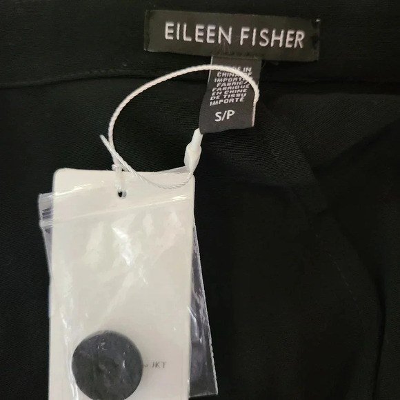 NWT Eileen Fisher Black Notch Collar Long Jacket S - Picture 7 of 9